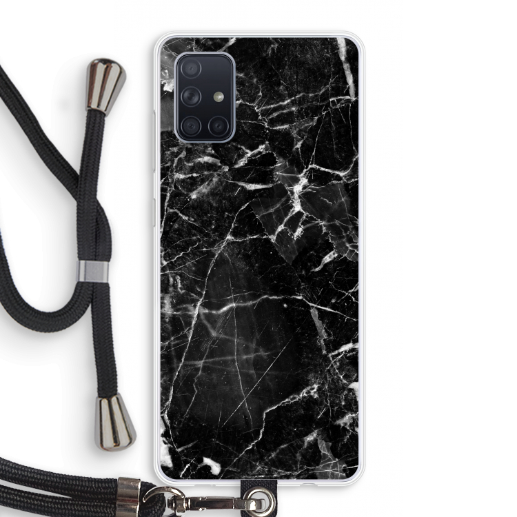 Zwart Marmer 2: Samsung Galaxy A71 Transparant Hoesje met koord