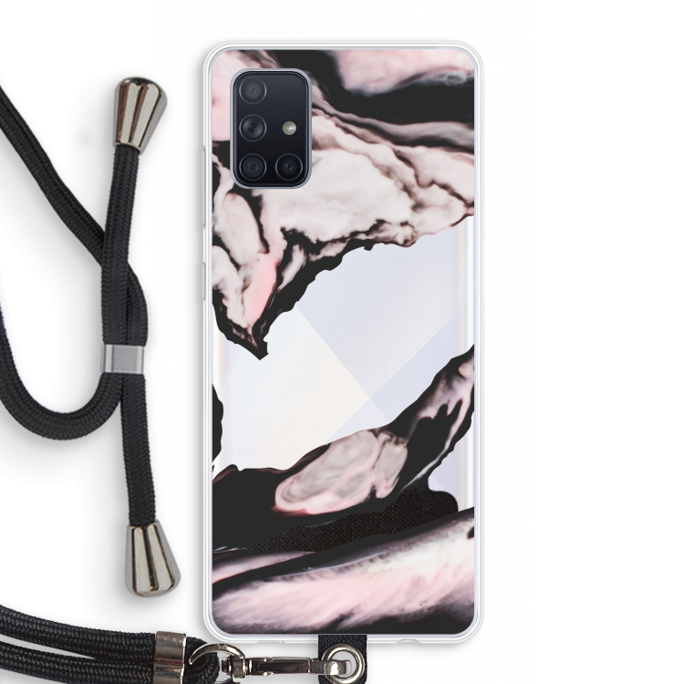 Roze stroom: Samsung Galaxy A71 Transparant Hoesje met koord