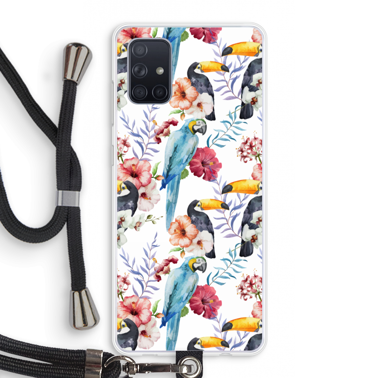 Bloemen tukan: Samsung Galaxy A71 Transparant Hoesje met koord