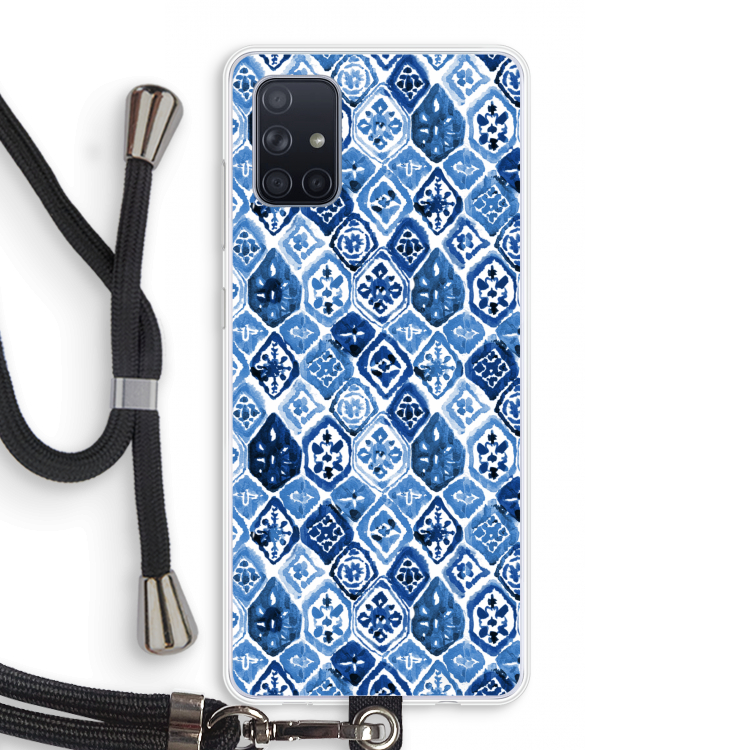 Blauw motief: Samsung Galaxy A71 Transparant Hoesje met koord