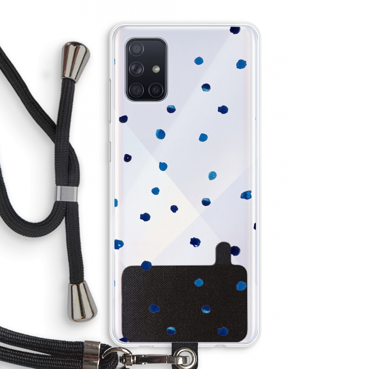 Blauwe stippen: Samsung Galaxy A71 Transparant Hoesje met koord