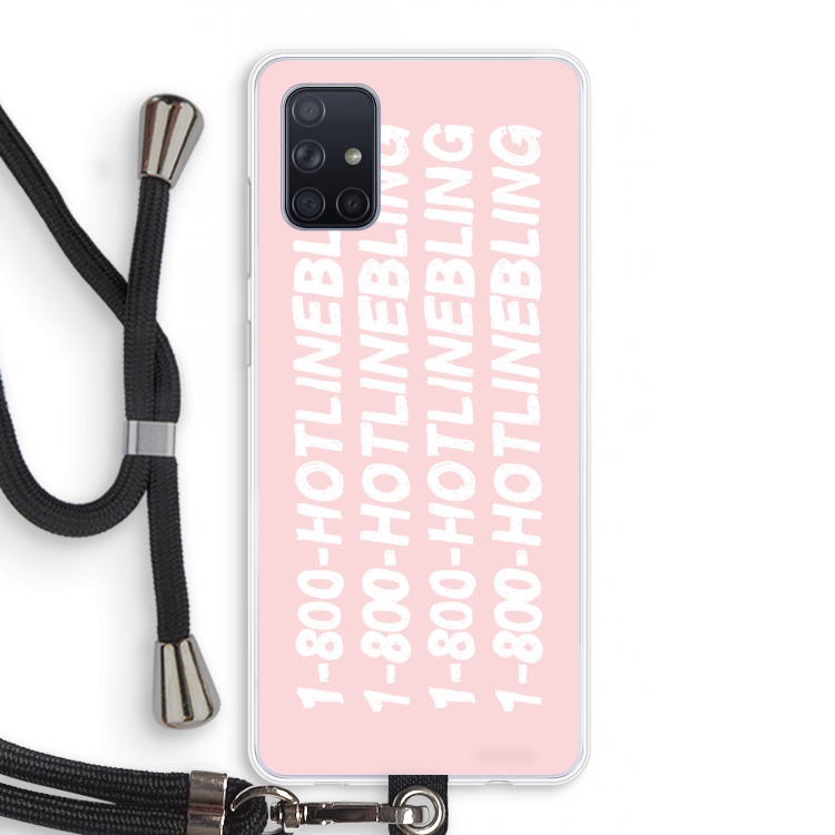 Hotline bling pink: Samsung Galaxy A71 Transparant Hoesje met koord