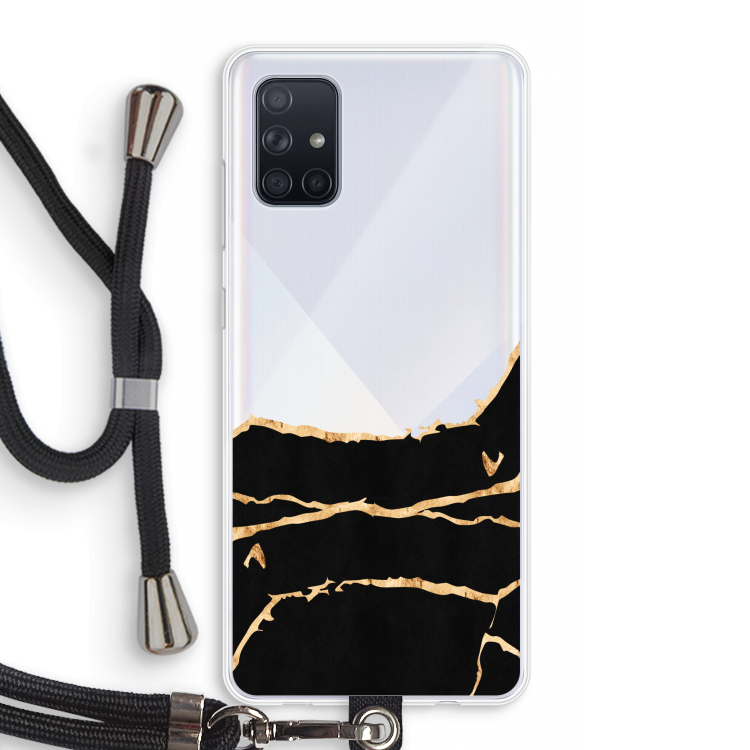 Gouden marmer: Samsung Galaxy A71 Transparant Hoesje met koord