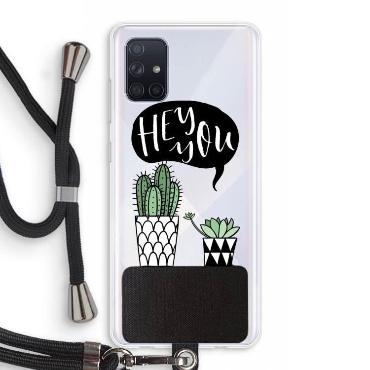 Hey you cactus: Samsung Galaxy A71 Transparant Hoesje met koord
