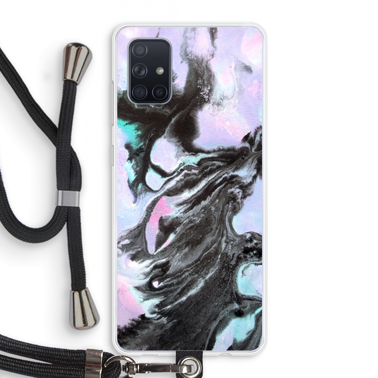 Pastel zwart: Samsung Galaxy A71 Transparant Hoesje met koord