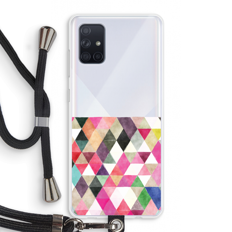 Gekleurde driehoekjes: Samsung Galaxy A71 Transparant Hoesje met koord