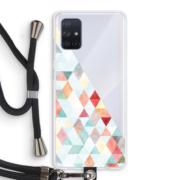 Gekleurde driehoekjes pastel: Samsung Galaxy A71 Transparant Hoesje met koord