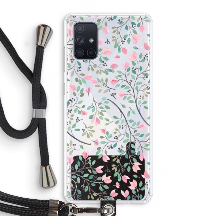 Sierlijke bloemen: Samsung Galaxy A71 Transparant Hoesje met koord