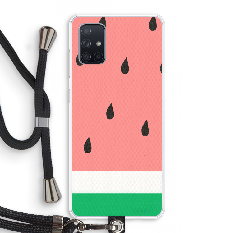 Watermeloen: Samsung Galaxy A71 Transparant Hoesje met koord