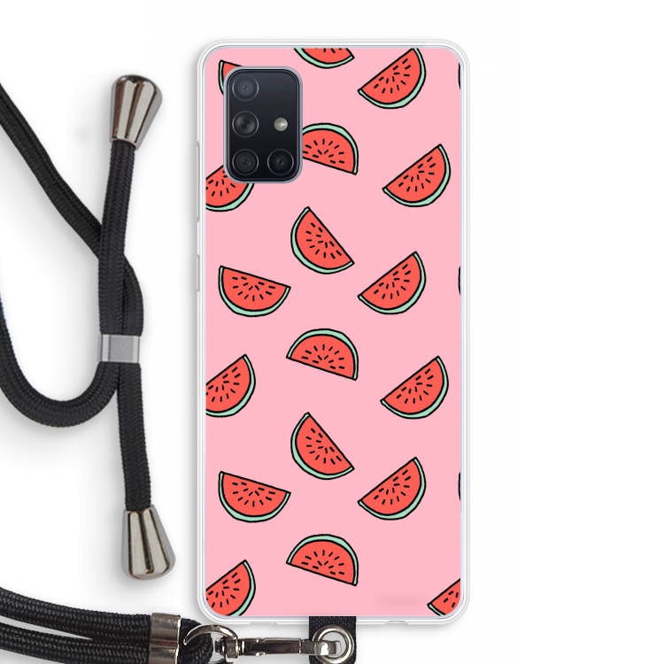 Watermeloen: Samsung Galaxy A71 Transparant Hoesje met koord
