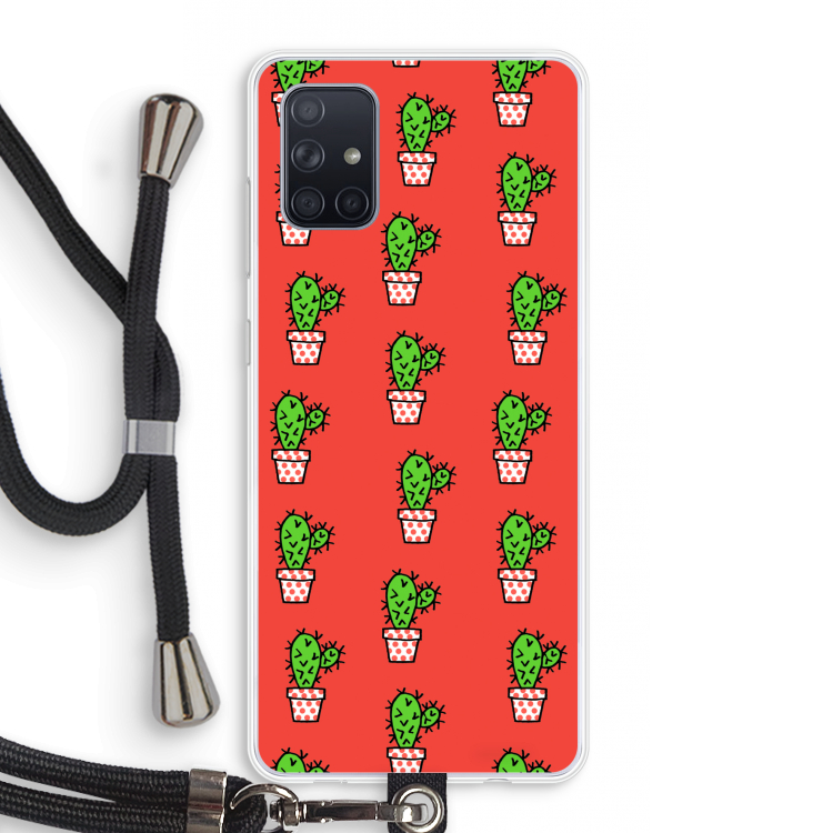 Mini cactus: Samsung Galaxy A71 Transparant Hoesje met koord