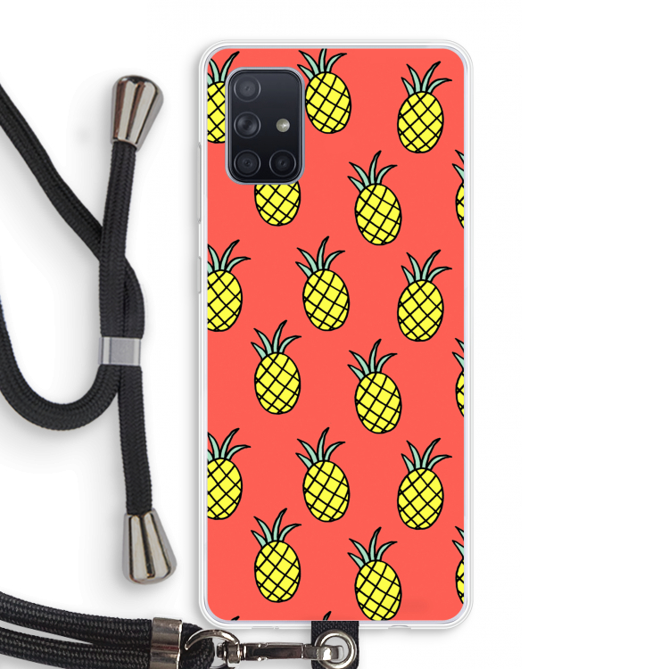 Ananas: Samsung Galaxy A71 Transparant Hoesje met koord