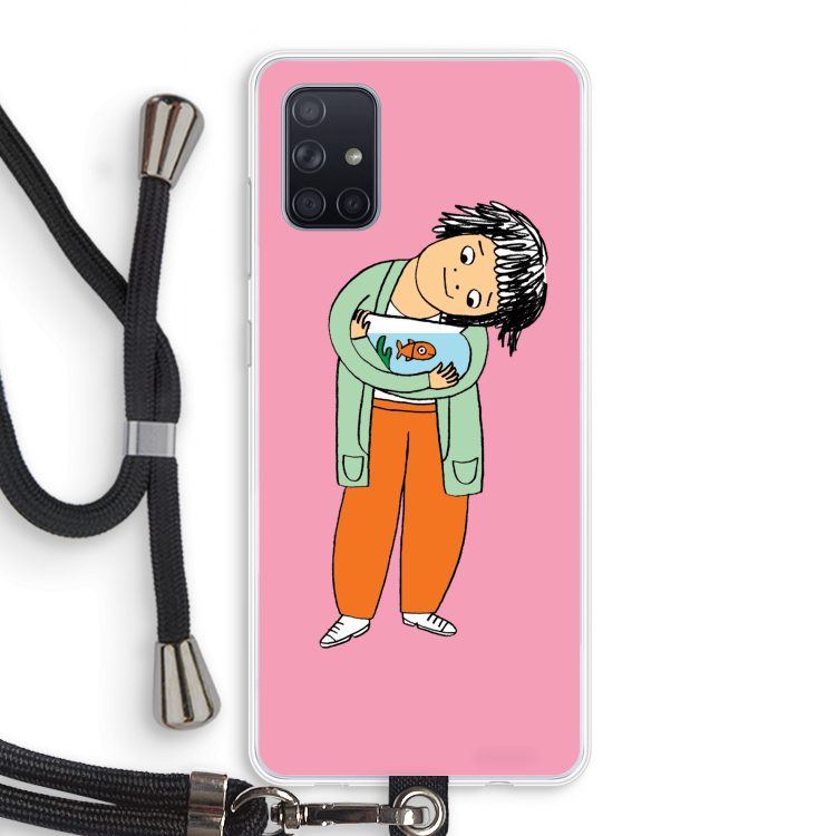 Visknuffel: Samsung Galaxy A71 Transparant Hoesje met koord