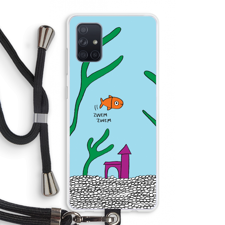 Aquarium: Samsung Galaxy A71 Transparant Hoesje met koord