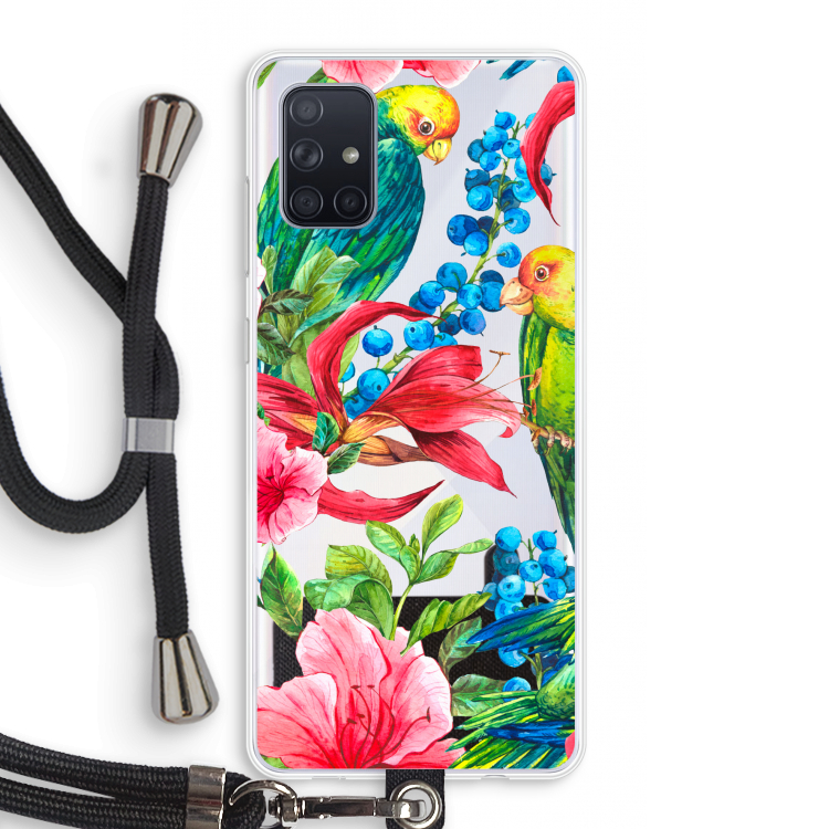 Papegaaien: Samsung Galaxy A71 Transparant Hoesje met koord