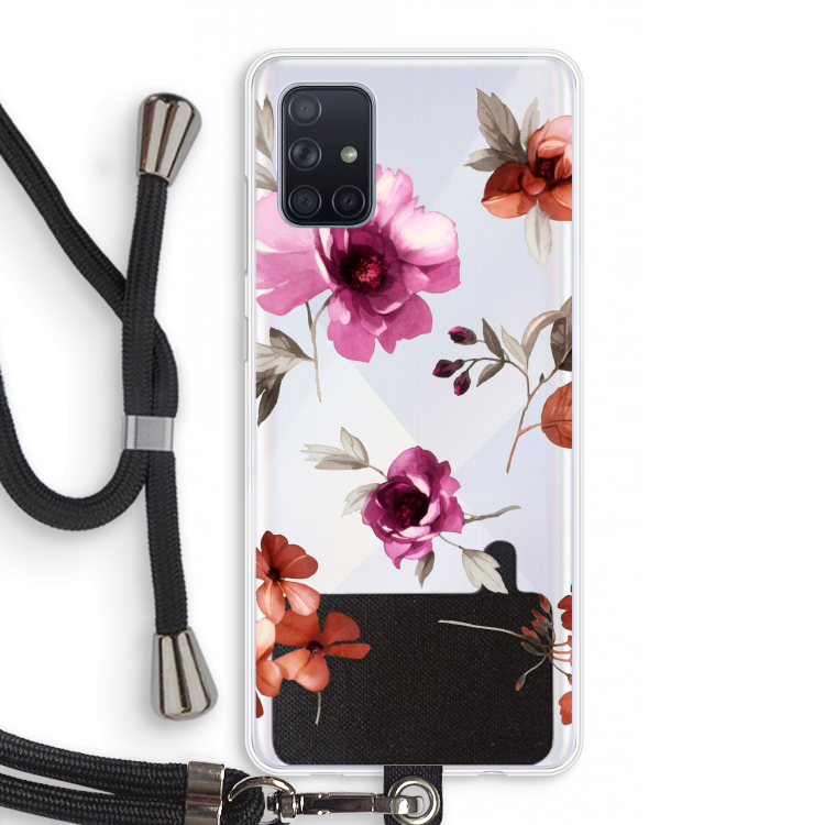 Geschilderde bloemen: Samsung Galaxy A71 Transparant Hoesje met koord