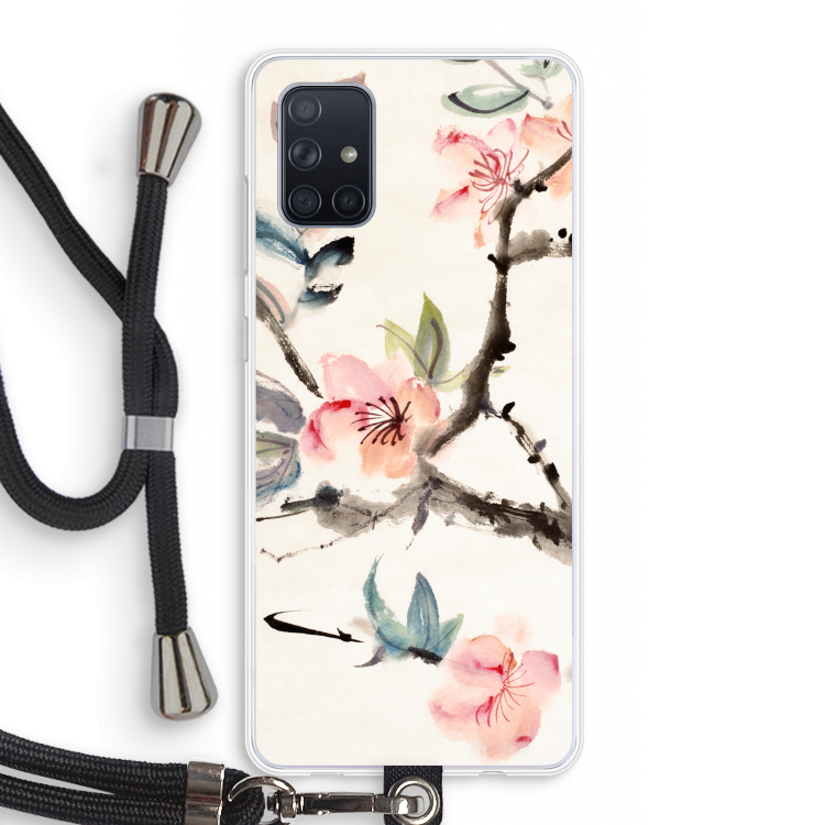 Japanse bloemen: Samsung Galaxy A71 Transparant Hoesje met koord