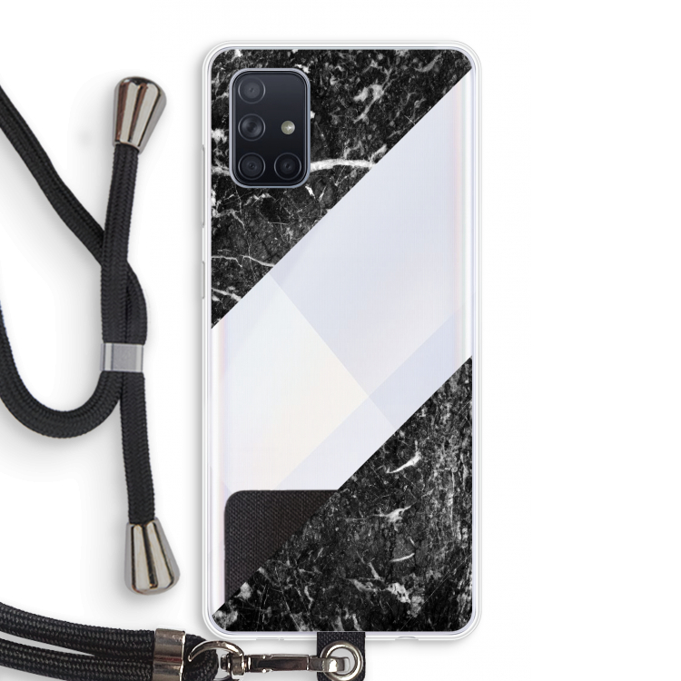 Zwart marmer: Samsung Galaxy A71 Transparant Hoesje met koord
