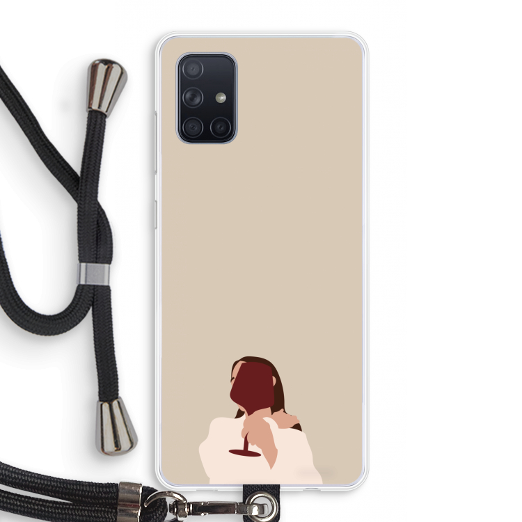 I drink wine: Samsung Galaxy A71 Transparant Hoesje met koord
