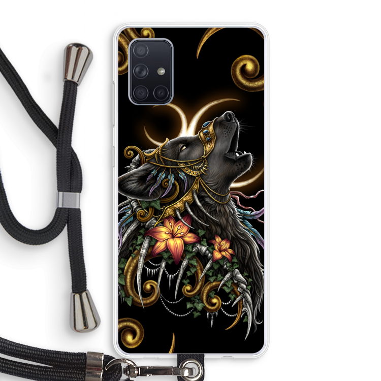 Huilende Wolf: Samsung Galaxy A71 Transparant Hoesje met koord