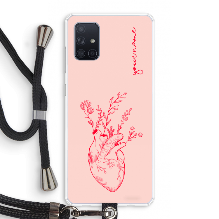 Blooming Heart: Samsung Galaxy A71 Transparant Hoesje met koord