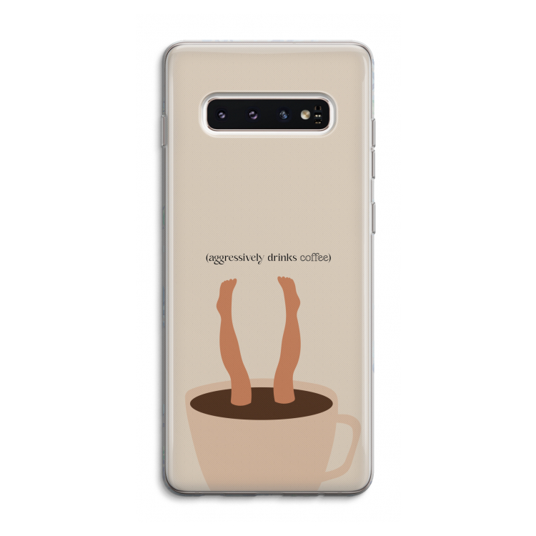 Aggressively drinks coffee: Samsung Galaxy S10 4G Transparant Hoesje