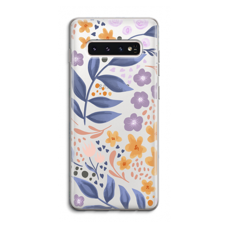 Flowers with blue leaves: Samsung Galaxy S10 4G Transparant Hoesje