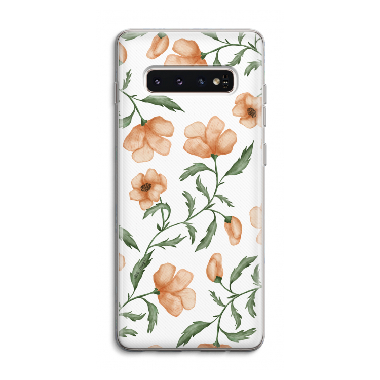 Peachy flowers: Samsung Galaxy S10 4G Transparant Hoesje