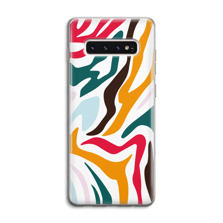 Colored Zebra: Samsung Galaxy S10 4G Transparant Hoesje