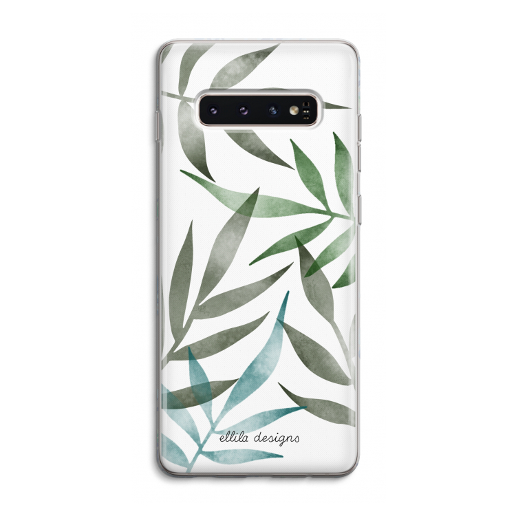 Tropical watercolor leaves: Samsung Galaxy S10 4G Transparant Hoesje