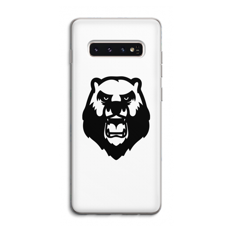 Angry Bear (white): Samsung Galaxy S10 4G Transparant Hoesje