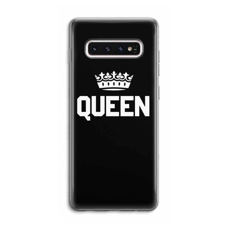 Queen zwart: Samsung Galaxy S10 4G Transparant Hoesje