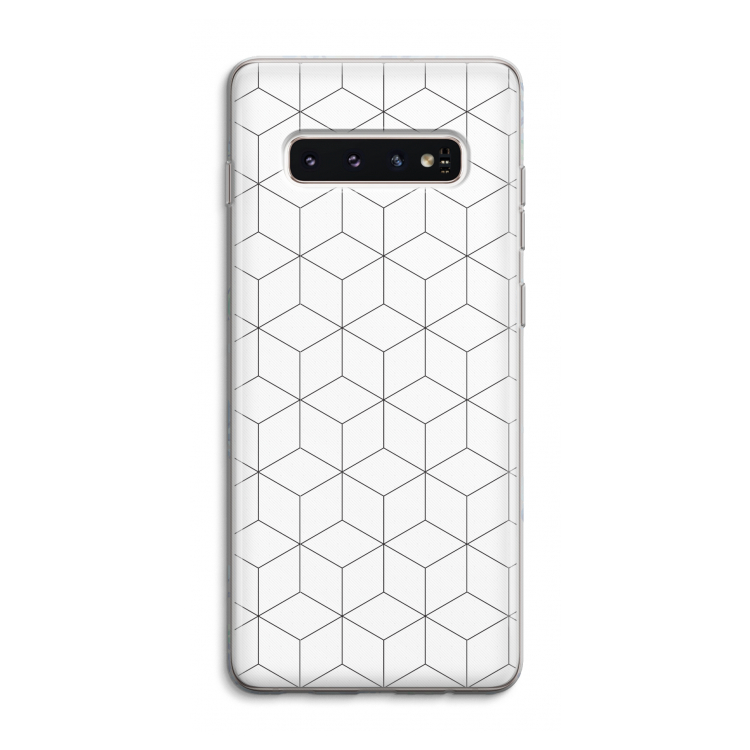 Zwart-witte kubussen: Samsung Galaxy S10 4G Transparant Hoesje
