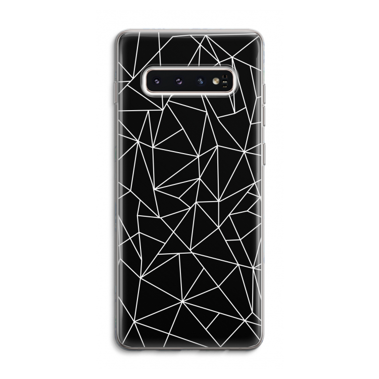 Geometrische lijnen wit: Samsung Galaxy S10 4G Transparant Hoesje