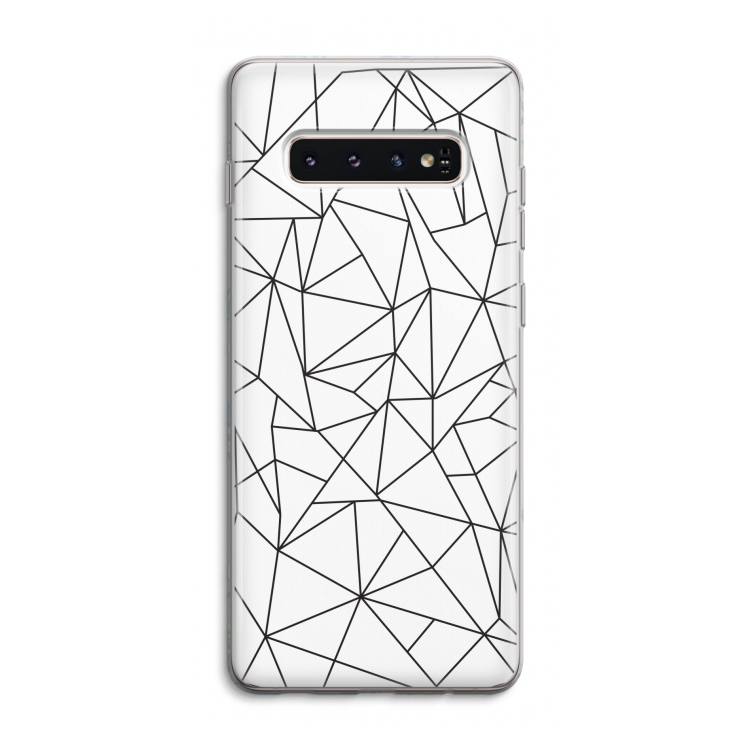 Geometrische lijnen zwart: Samsung Galaxy S10 4G Transparant Hoesje