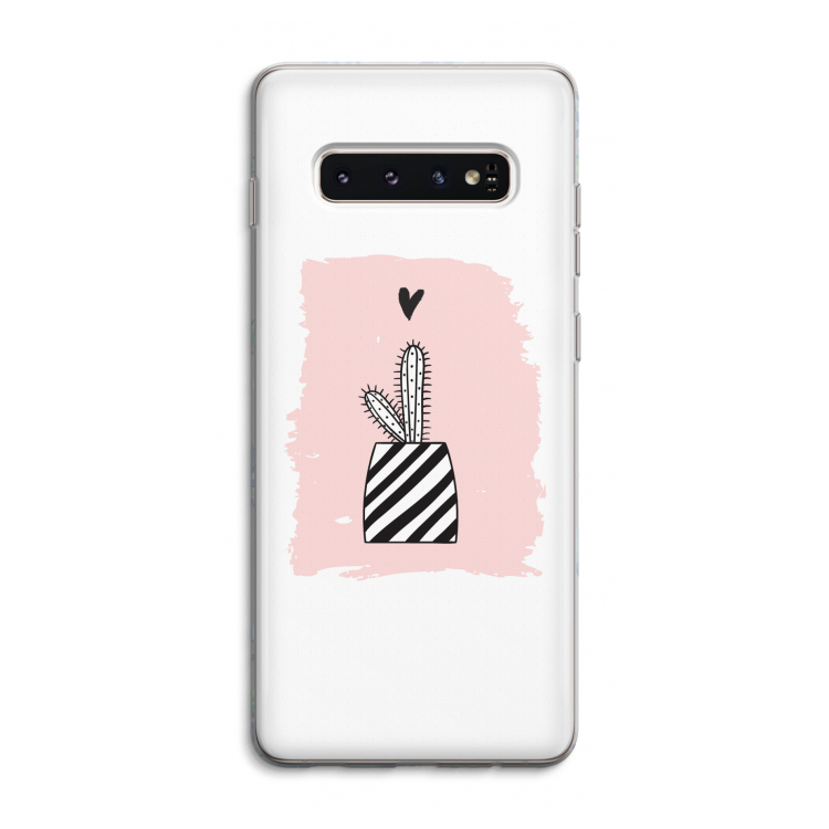 Zwart-wit cactus: Samsung Galaxy S10 4G Transparant Hoesje