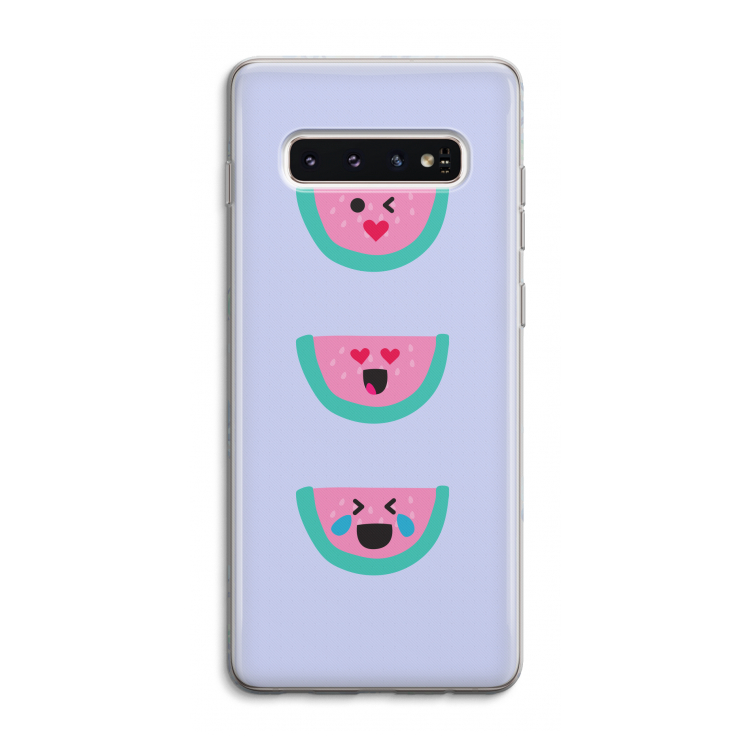 Smiley watermeloen: Samsung Galaxy S10 4G Transparant Hoesje