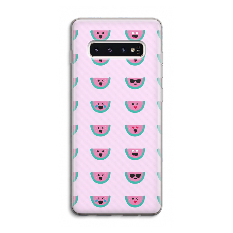 Smiley watermeloenprint: Samsung Galaxy S10 4G Transparant Hoesje