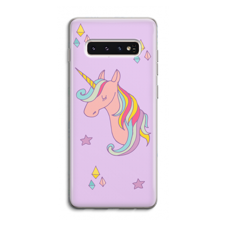 Roze eenhoorn: Samsung Galaxy S10 4G Transparant Hoesje