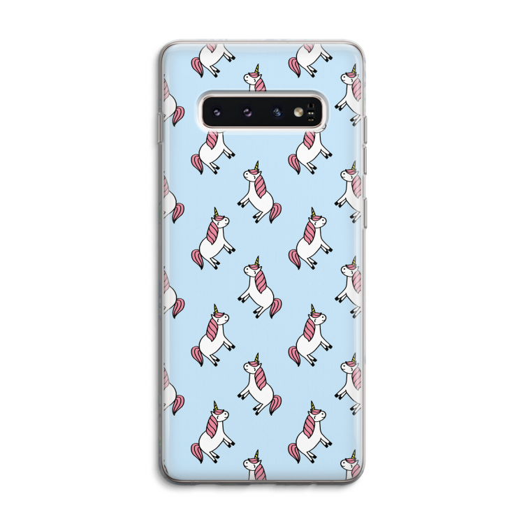 Eenhoorns overal: Samsung Galaxy S10 4G Transparant Hoesje