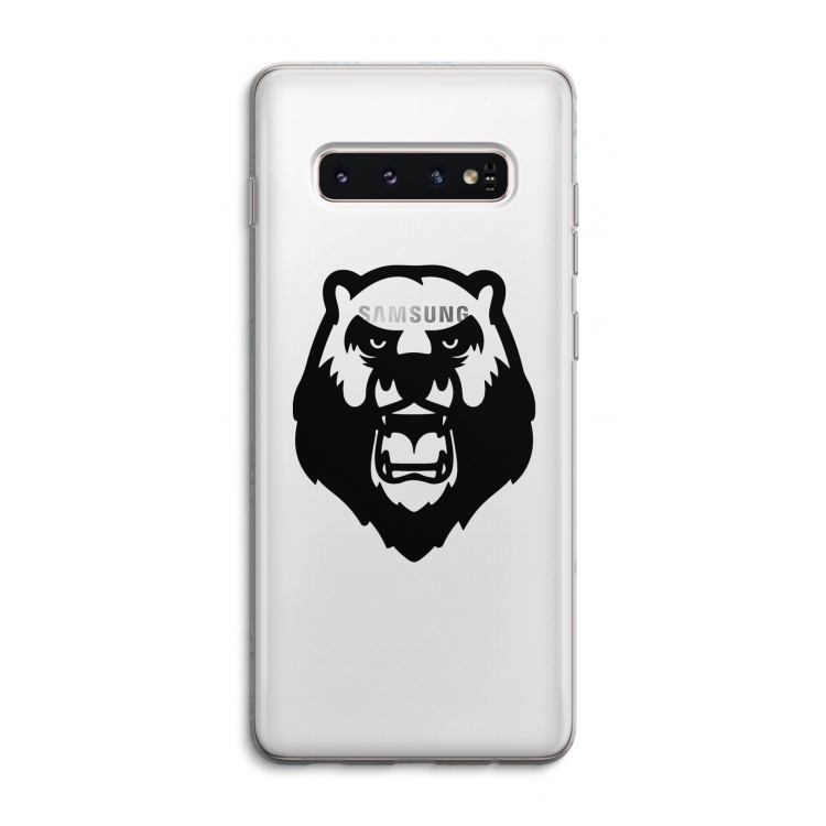 Angry Bear (black): Samsung Galaxy S10 4G Transparant Hoesje