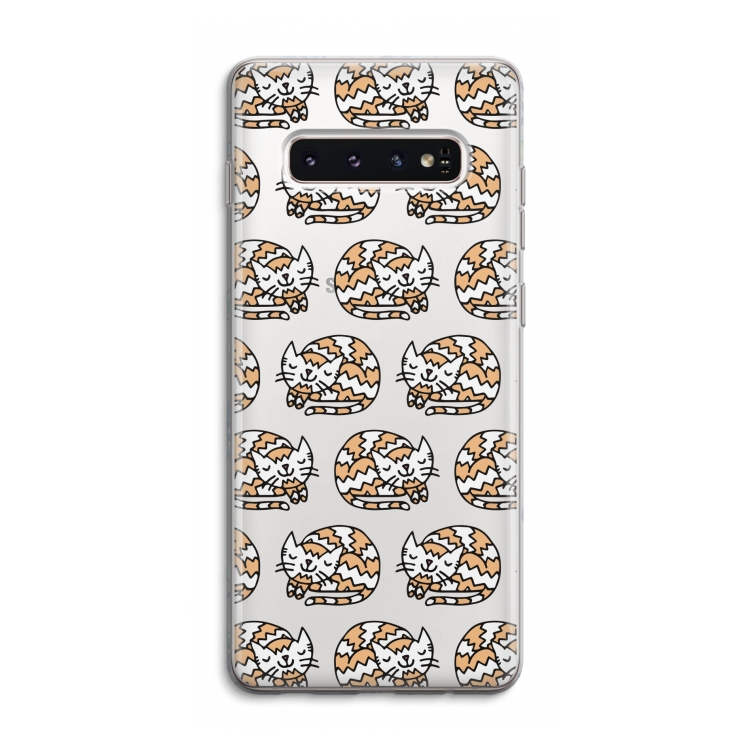 Slapende poes: Samsung Galaxy S10 4G Transparant Hoesje