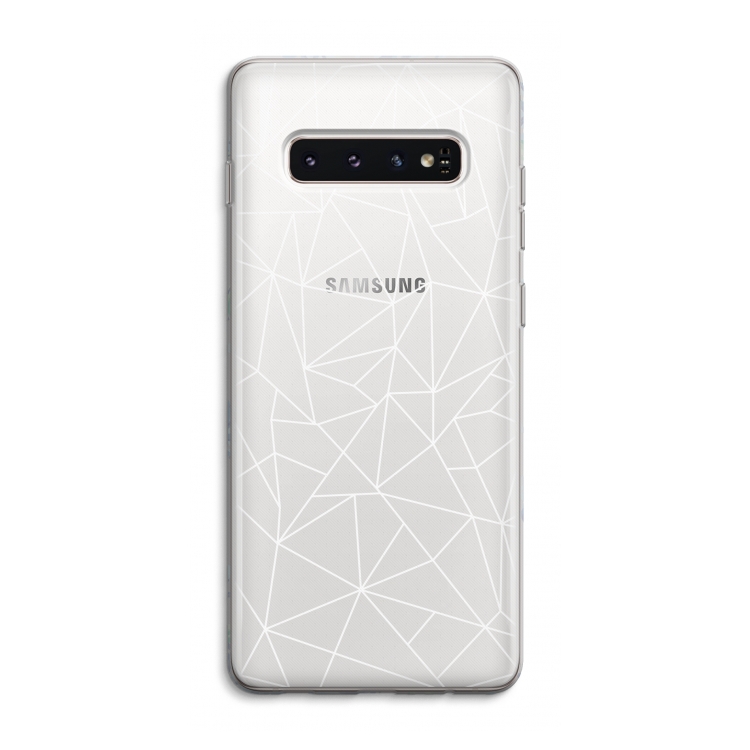 Geometrische lijnen wit: Samsung Galaxy S10 4G Transparant Hoesje