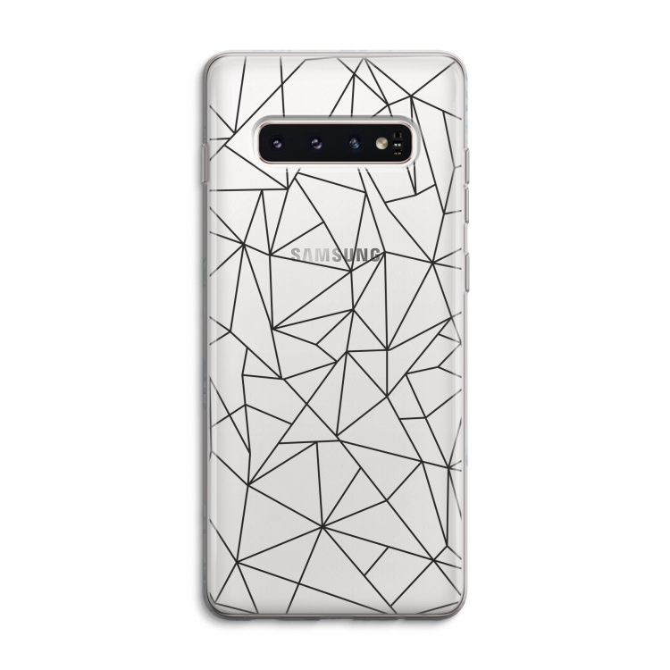 Geometrische lijnen zwart: Samsung Galaxy S10 4G Transparant Hoesje