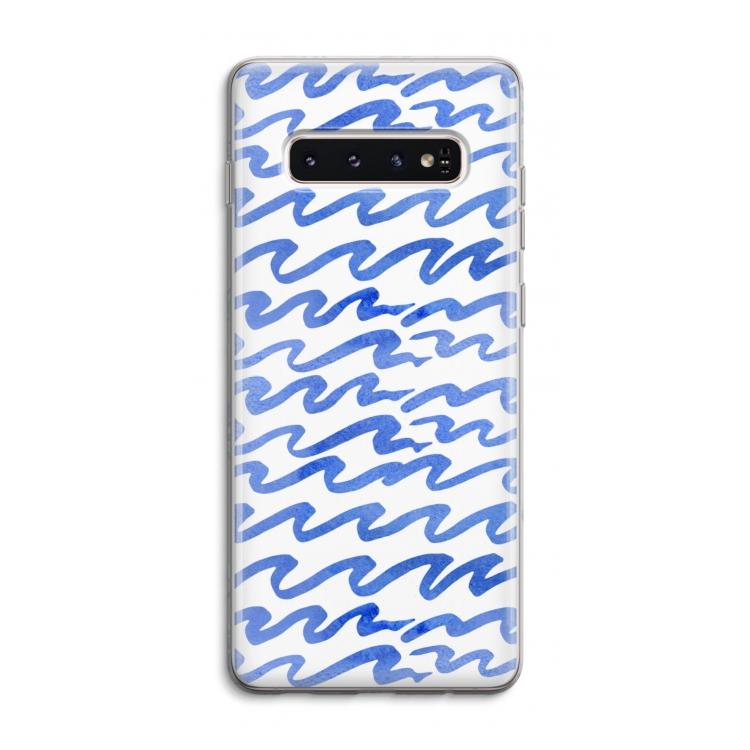 Blauwe golven: Samsung Galaxy S10 4G Transparant Hoesje