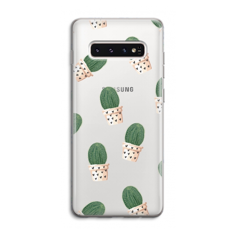 Cactusprint roze: Samsung Galaxy S10 4G Transparant Hoesje