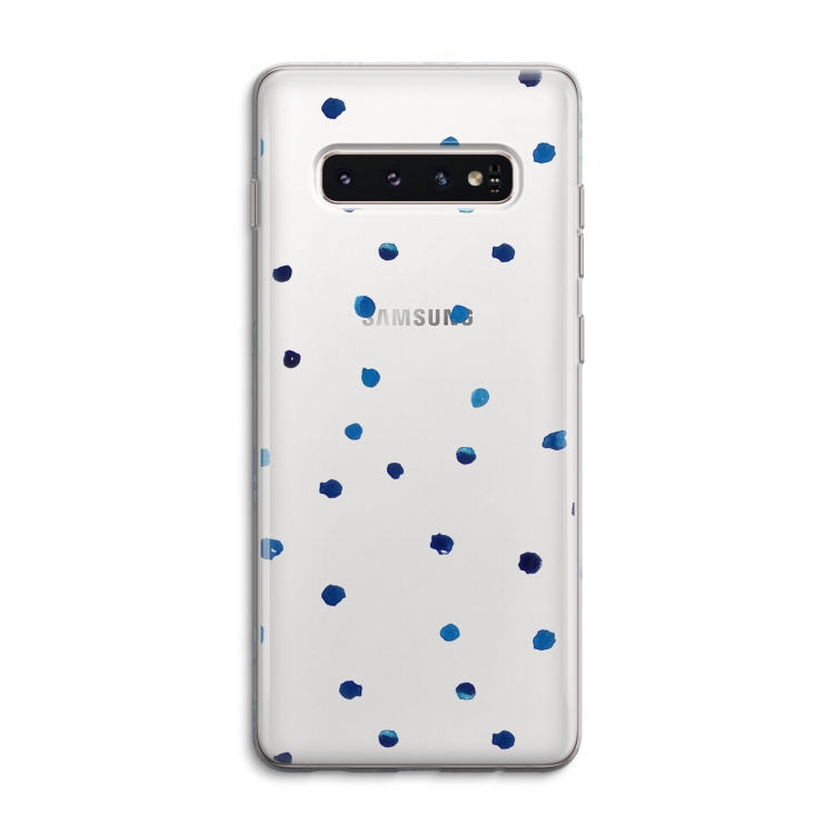 Blauwe stippen: Samsung Galaxy S10 4G Transparant Hoesje