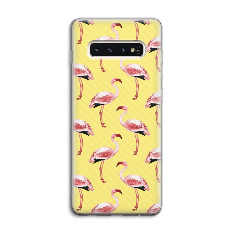 Flamingo's geel: Samsung Galaxy S10 4G Transparant Hoesje