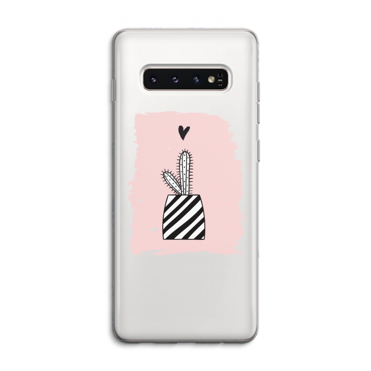Zwart-wit cactus: Samsung Galaxy S10 4G Transparant Hoesje