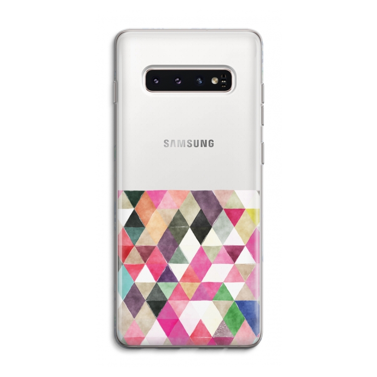 Gekleurde driehoekjes: Samsung Galaxy S10 4G Transparant Hoesje
